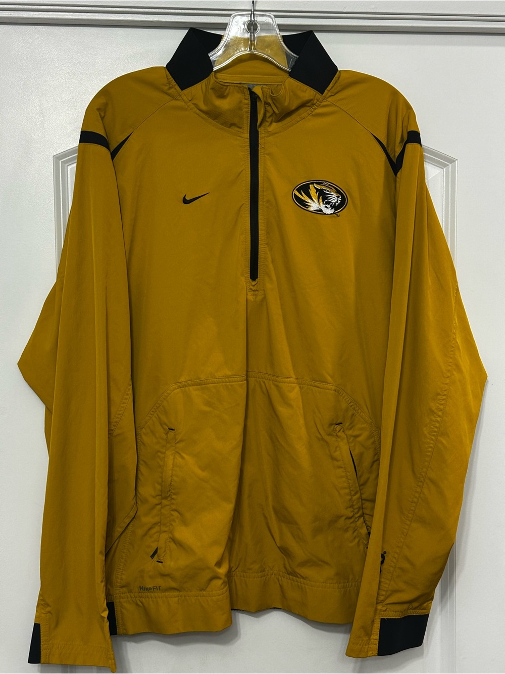 Nike Team Missouri Tigers Mizzou 1/2 Zip Windbreaker Jacket Men’s Large Gold